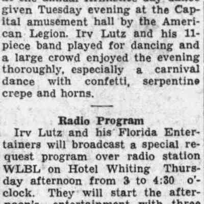 1930, Irv Lutz, WLBL