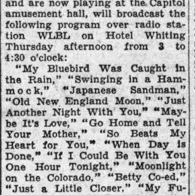 1930, Irv Lutz, WLBL, American Legion