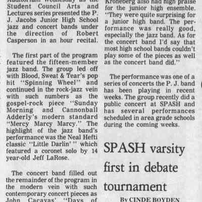 1973, PJ Jacobs jazz and concert band