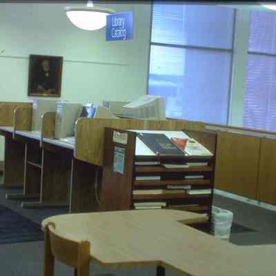 1/14/03, Emmons office products workers setting up computer cubicles in C.M. White library