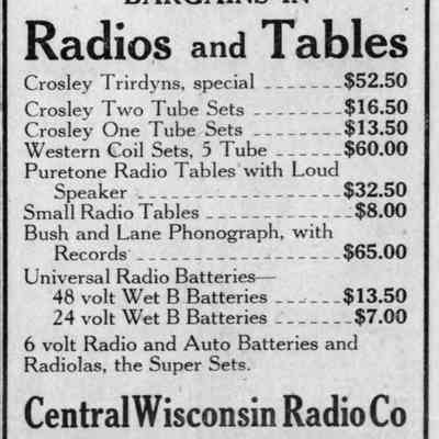 1925, Central Wisconsin Radio Company