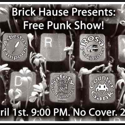 Asbestos Tampons, Rosa Parkinsons, Safety in Numbers, Counter Gank, at the Brick Haus.