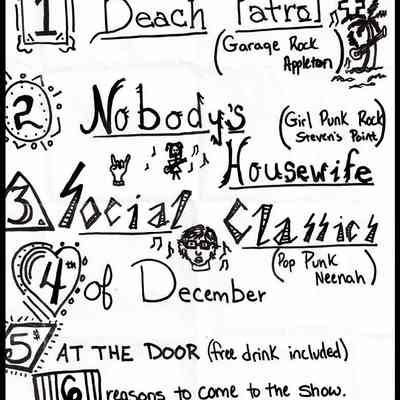 Beach Patrol, Nobody's Housewife, Social Classics, 4th of December, at Blue Moon Coffeehouse.