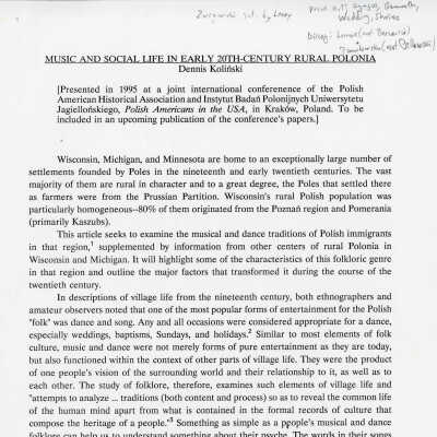Music and social life in early 20th-century rural Polonia, by Dennis Kolinski