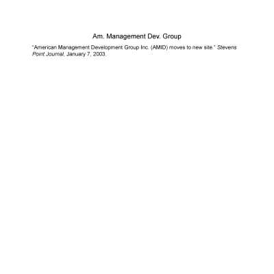 American Management Development Group. Am. Management Dev. Group.