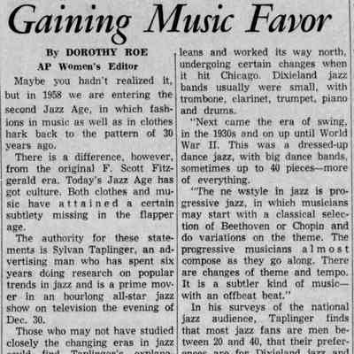 1956, jazz gains music favor