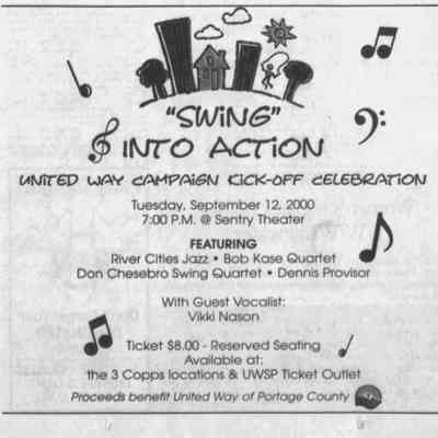 2000, Swing into Action, River Cities Jazz, Bob Kase Quartet, Don Chesebro Swing Quartet, Dennis Provisor
