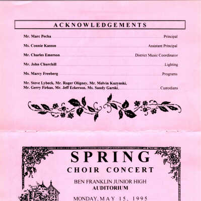 Ben Franklin Junior High concert program
