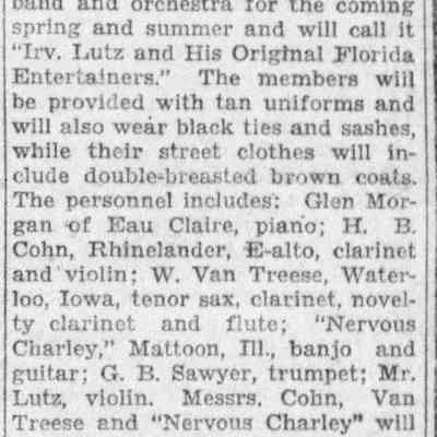 1931, Irv Lutz, Original Florida Entertainers
