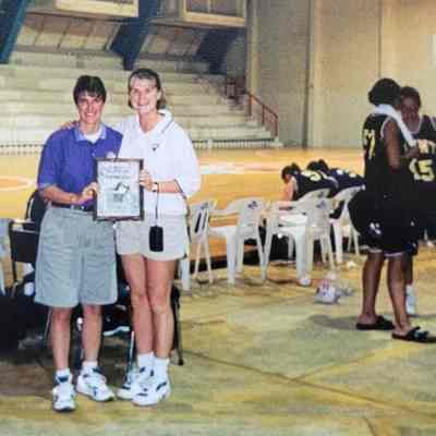 Kathy O'Connell and Rhonda Verdegan, in Cancun for women's basketball