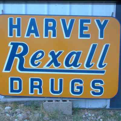 April 2003. Harvey Drug Store - Gardner Harvey, Proprietor. NW corner of Main and Wilson Streets, Amherst. Formerly.