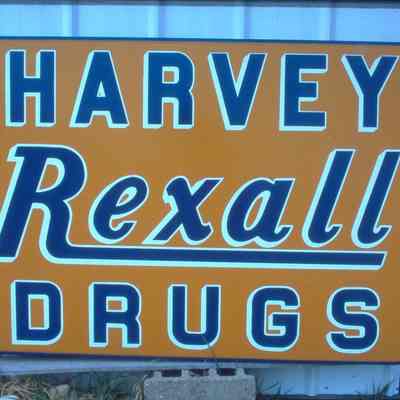 April 2003. Harvey Drug Store. Gardner Harvey, proprietor. NW corner of Main and Wilson Streets, Amherst, Wisconsin