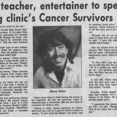 1994, Shane Totten speaks about cancer