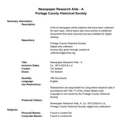 Research Aids - A