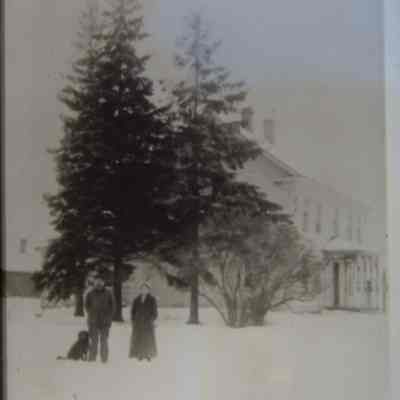 Martin and Hanna Wrolstad near their farmhouse at Peru, town of New Hope, Portage County, WI. Taken around 1910