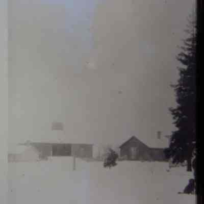 Ole / Martin Wrolstad farm, including round barn, northeast side of Peru, town of New Hope, Portage County, WI. From around 1910.