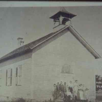 Peru School, Peru Village, town of New Hope, Portage County, Wisconsin. Intersection of county highways T and Z