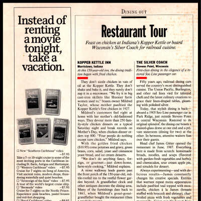 Silver Coach restaurant review in Midwest Living magazine, December 1989
