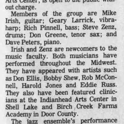 1983, faculty jazz performance at UWSP