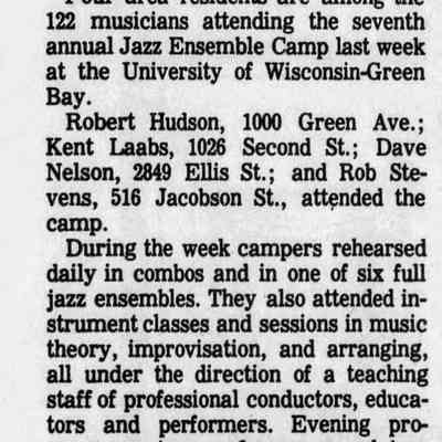 1983, jazz camp at UWGB