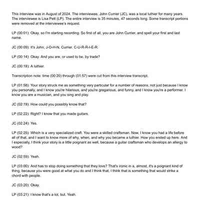 John Currier interview