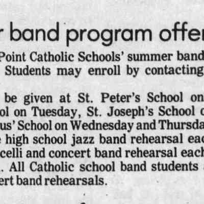 1978, Stevens Point Catholic Schools' summer band program
