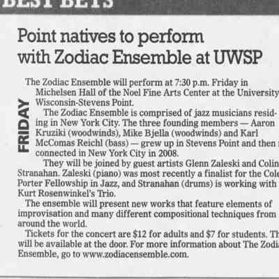 2011, UWSP, Zodiac Ensemble