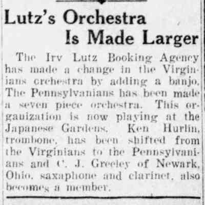 1925, Irv Lutz booking agency