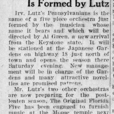 1925, Irv Lutz third orchestra formed