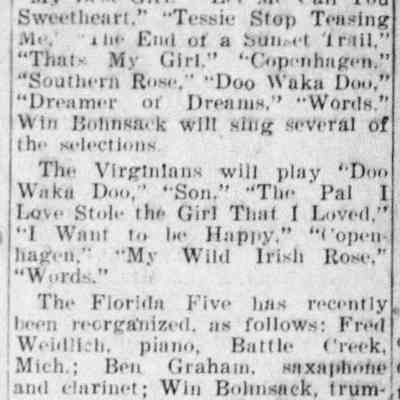 1925, Irv Lutz orchestras on WLBL.