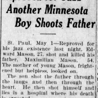 1925, youth shoots father after being reproved for jazz