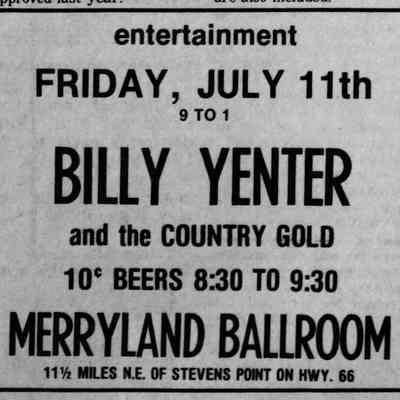 Billy Yenter at the Merryland Ballroom, 1975