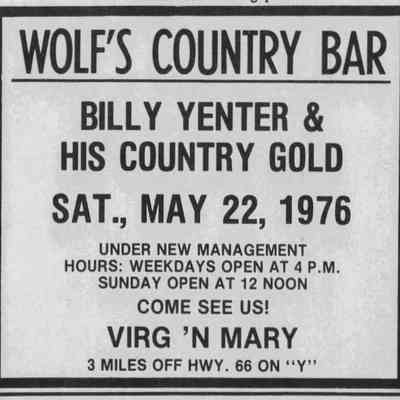 Wolf's Country Bar, 1976