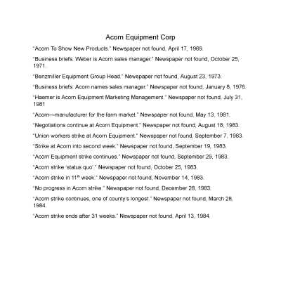 Acorn Equipment Corp. Acorn Equipment Corporation