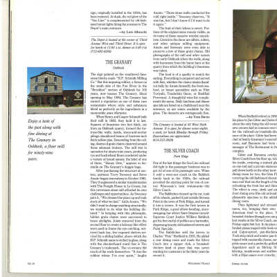 Silver Coach restaurant review in Wisconsin Trails magazine, October 1988