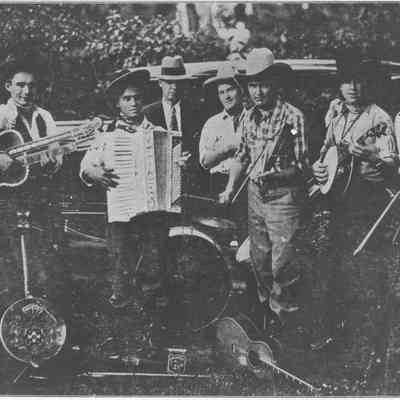 Rube Tronson's cowboys in Amherst, Wisconsin, in the 1930s