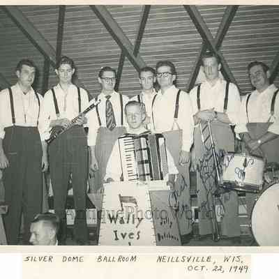 1949, Wally Ives photo. Wally is 3rd from the left. Silver Dome Ballroom.