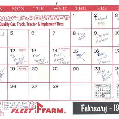 February 1973 band schedule