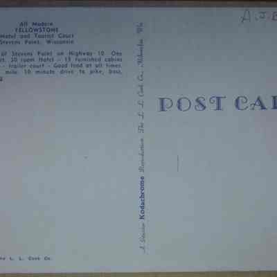 Back of Yellowstone Hotel postcard