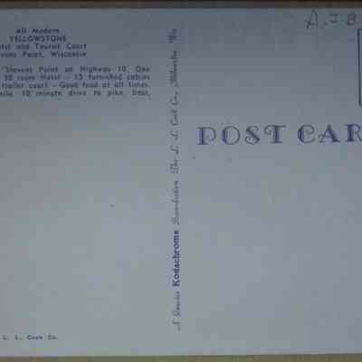Back of Yellowstone Hotel postcard