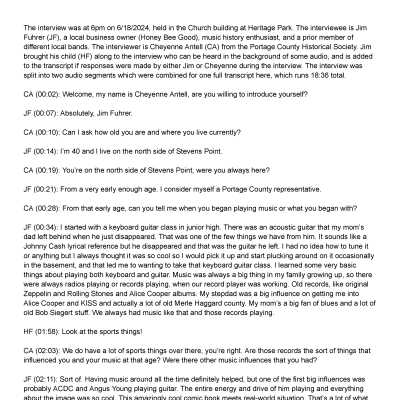 Jim Fuhrer Oral History Interview