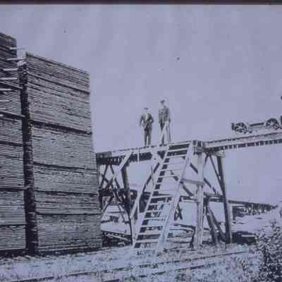John Week Lumber Company, east side of Wisconsin River, circa 1910, Stevens Point, WI.