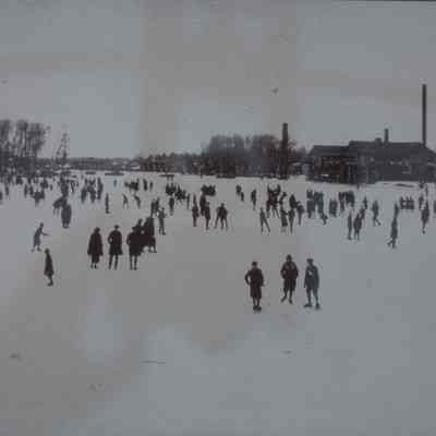 John Week Lumber Company, east side of Wisconsin River, circa 1910, Stevens Point, WI.