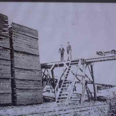John Week Lumber Company, east side of Wisconsin River, circa 1910, Stevens Point, WI.