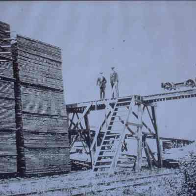 John Week Lumber Company, east side of Wisconsin River, circa 1910, Stevens Point, WI.