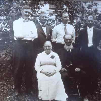 Ingeborg and Louis Nelson Senior, and four sons. Left to right: Cornelius, Louis Junior, Olaf, Henry. 206 Wilson Street, Amherst, WI
