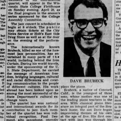 1963, Dave Brubeck plays at Wisconsin State University