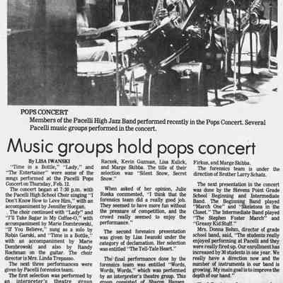 1981, Pacelli jazz ensemble, Pops concert