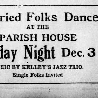 1920, Parish House dance, Kelley's Jazz Trio