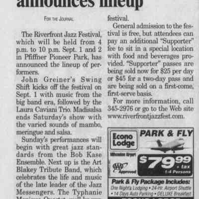 2007, Riverfront jazz lineup
